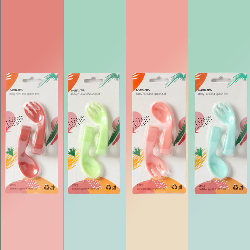 Toddler training spoon and fork set in four colours