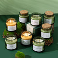 Soy wax scented candle in green glass jar