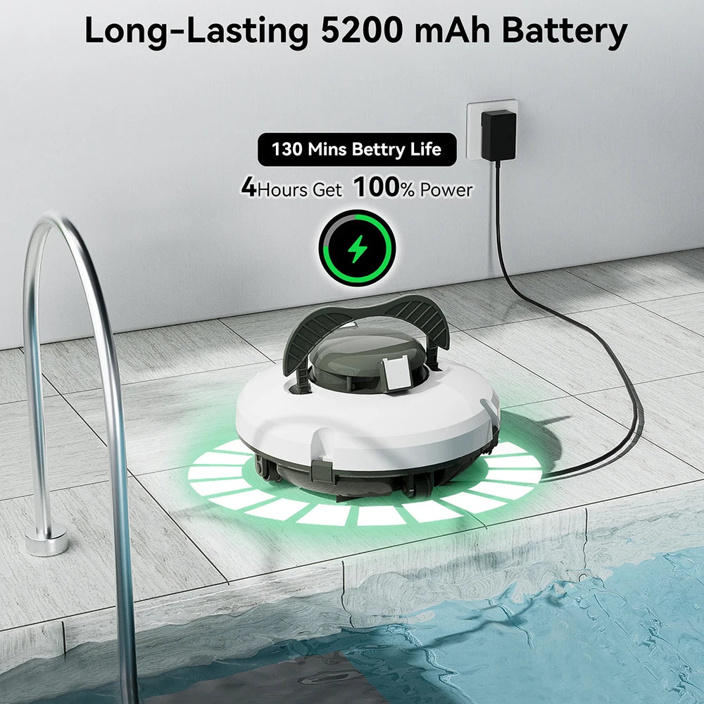 Redkey S100 Cordless Robotic Pool Cleaner – Self-Parking, IPX8 Waterproof, 130-Min Runtime