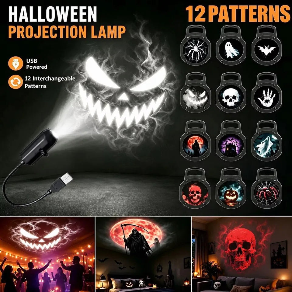 USB LED Halloween Projector Light with 6 switchable patterns