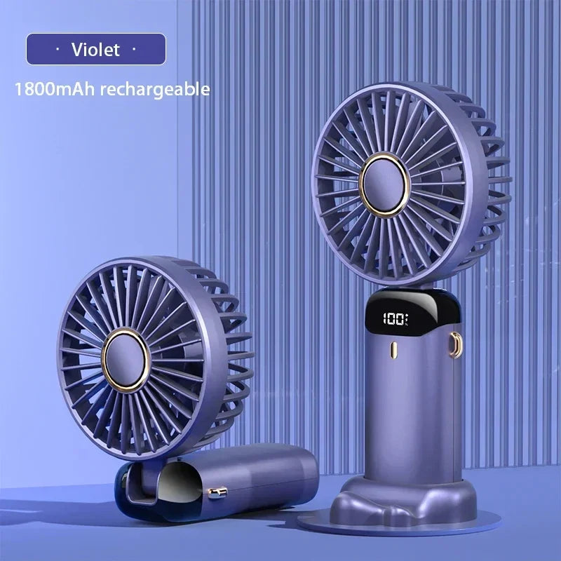 3-in-1 Portable Neck Fan — Rechargeable Handheld Fan with Phone Stand