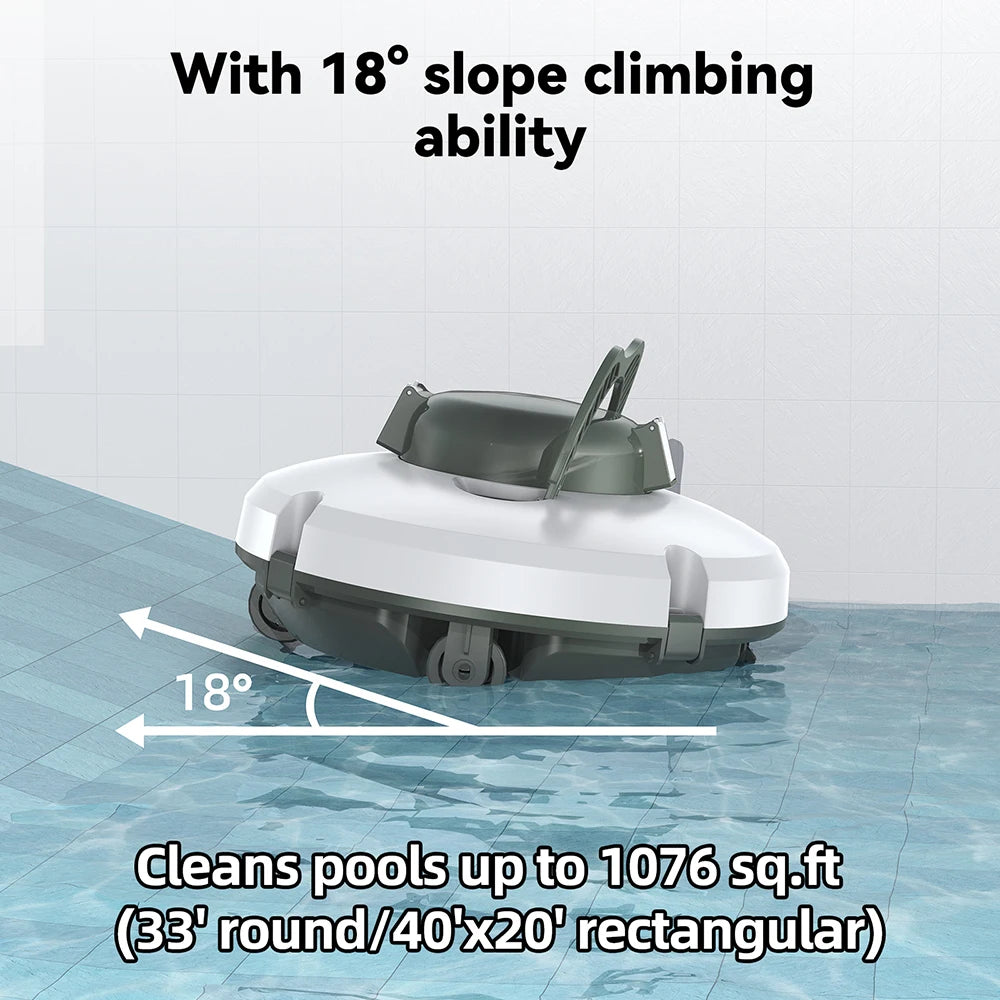 Redkey S100 Cordless Robotic Pool Cleaner – Self-Parking, IPX8 Waterproof, 130-Min Runtime