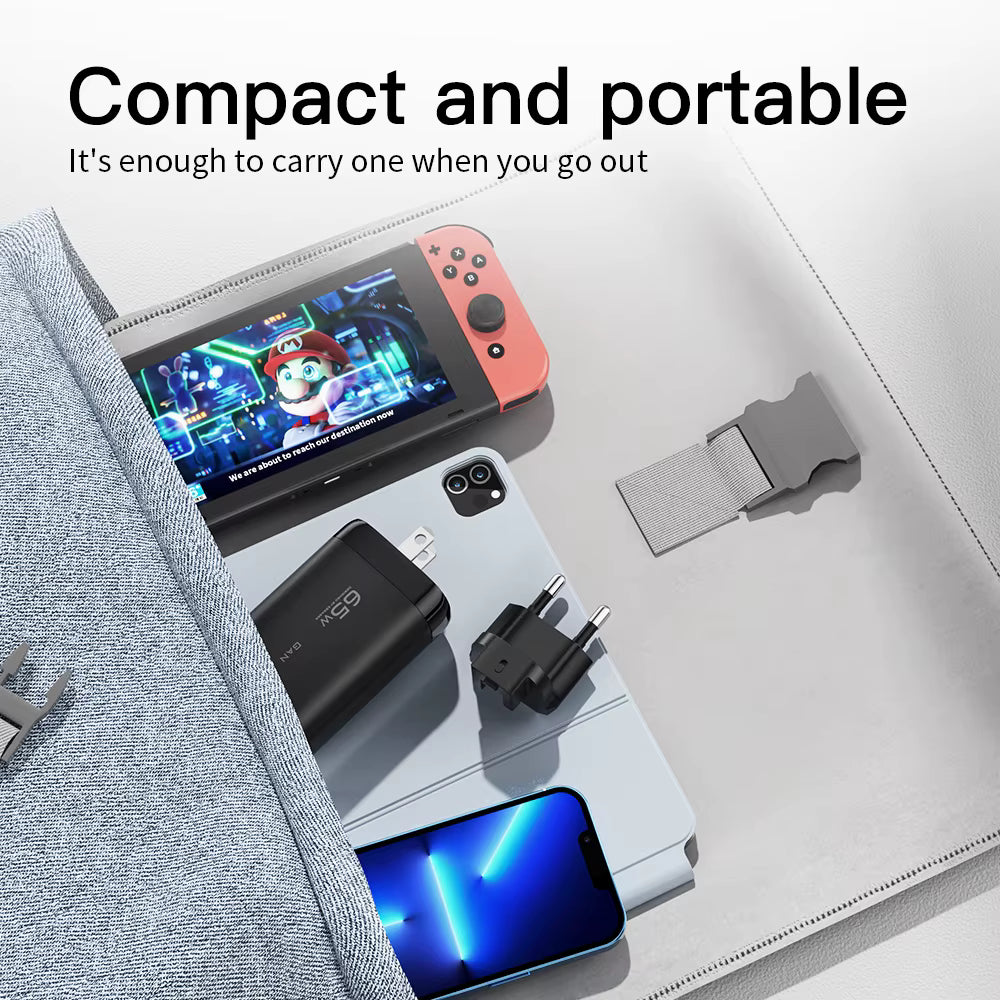 Essager 65W GaN Fast Charger — Compact Wall Charger for Phone, Laptop &amp; Tablet