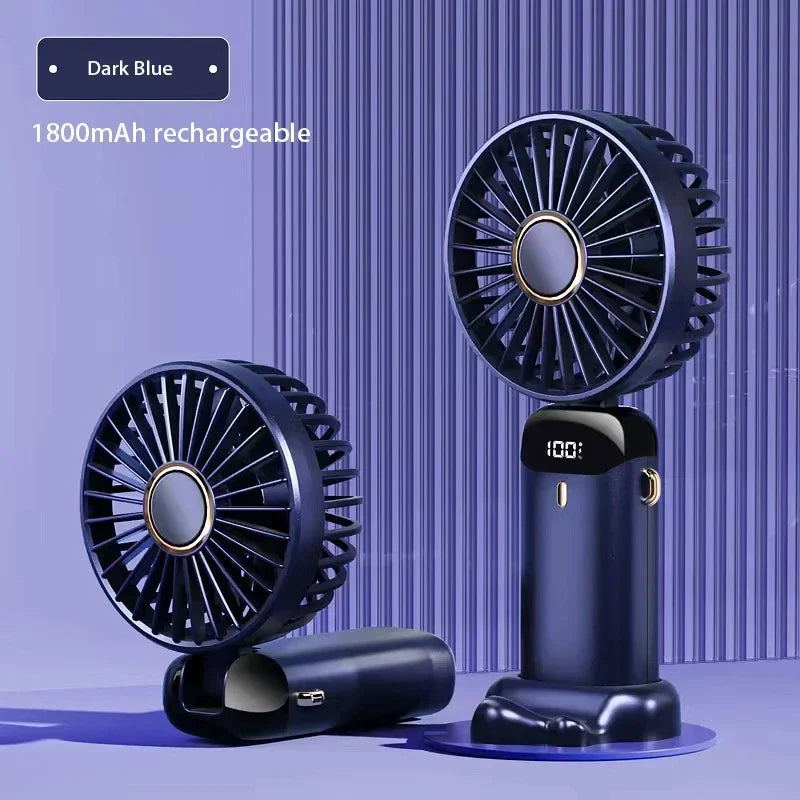 3-in-1 Portable Neck Fan — Rechargeable Handheld Fan with Phone Stand