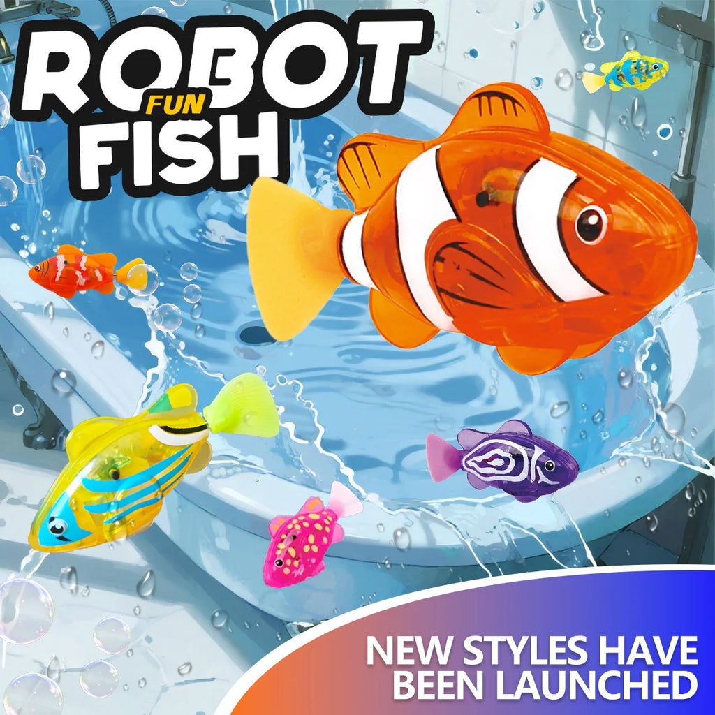 LED Swimming Robot Fish Bath Toy – Interactive Light-Up Water Toy for Kids