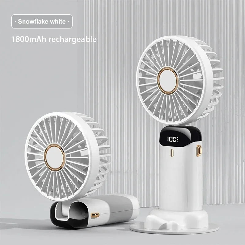 3-in-1 Portable Neck Fan — Rechargeable Handheld Fan with Phone Stand