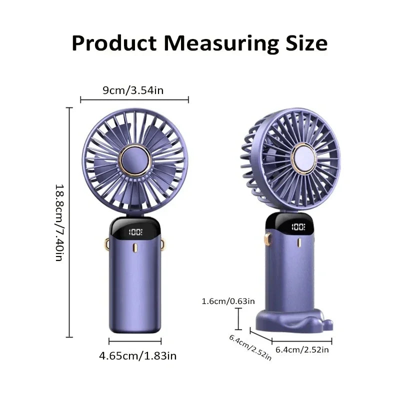 3-in-1 Portable Neck Fan — Rechargeable Handheld Fan with Phone Stand
