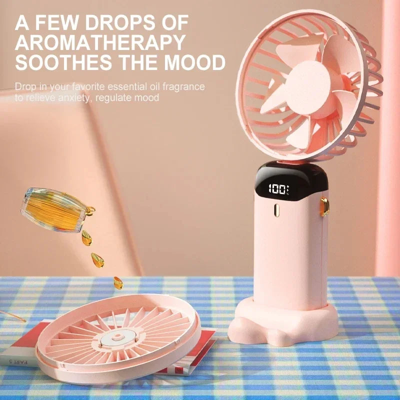 3-in-1 Portable Neck Fan — Rechargeable Handheld Fan with Phone Stand