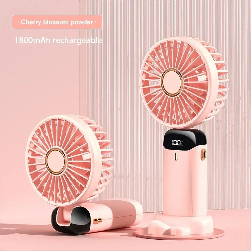 3-in-1 Portable Neck Fan — Rechargeable Handheld Fan with Phone Stand