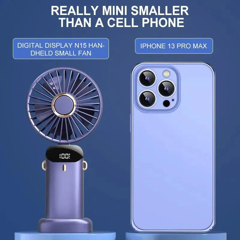 3-in-1 Portable Neck Fan — Rechargeable Handheld Fan with Phone Stand