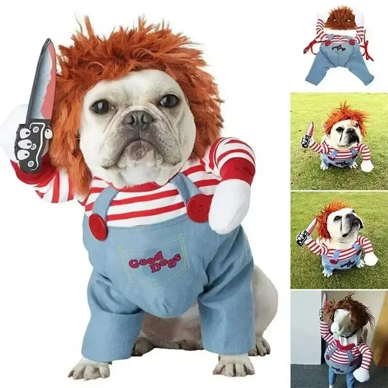 Funny Halloween Pet Costume - horror doll style, real product photo