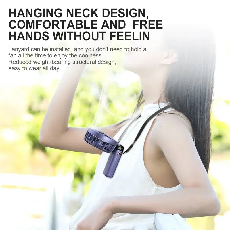 3-in-1 Portable Neck Fan — Rechargeable Handheld Fan with Phone Stand