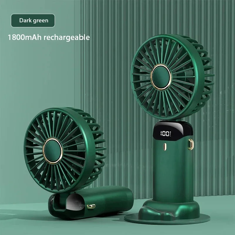 3-in-1 Portable Neck Fan — Rechargeable Handheld Fan with Phone Stand