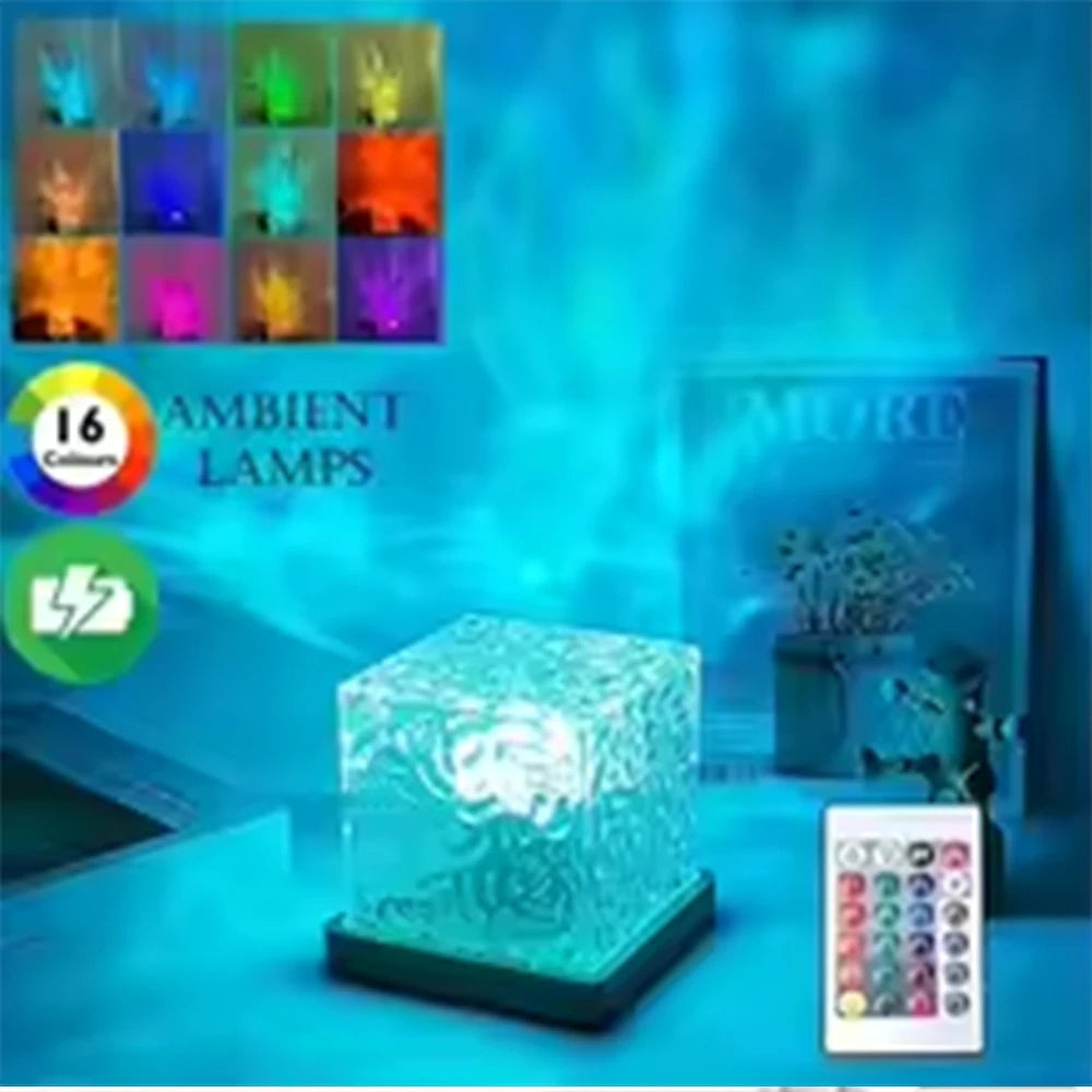 HOMEFISH RGB Aurora Night Light Projector with Remote – Ocean Wave Bedroom Lamp