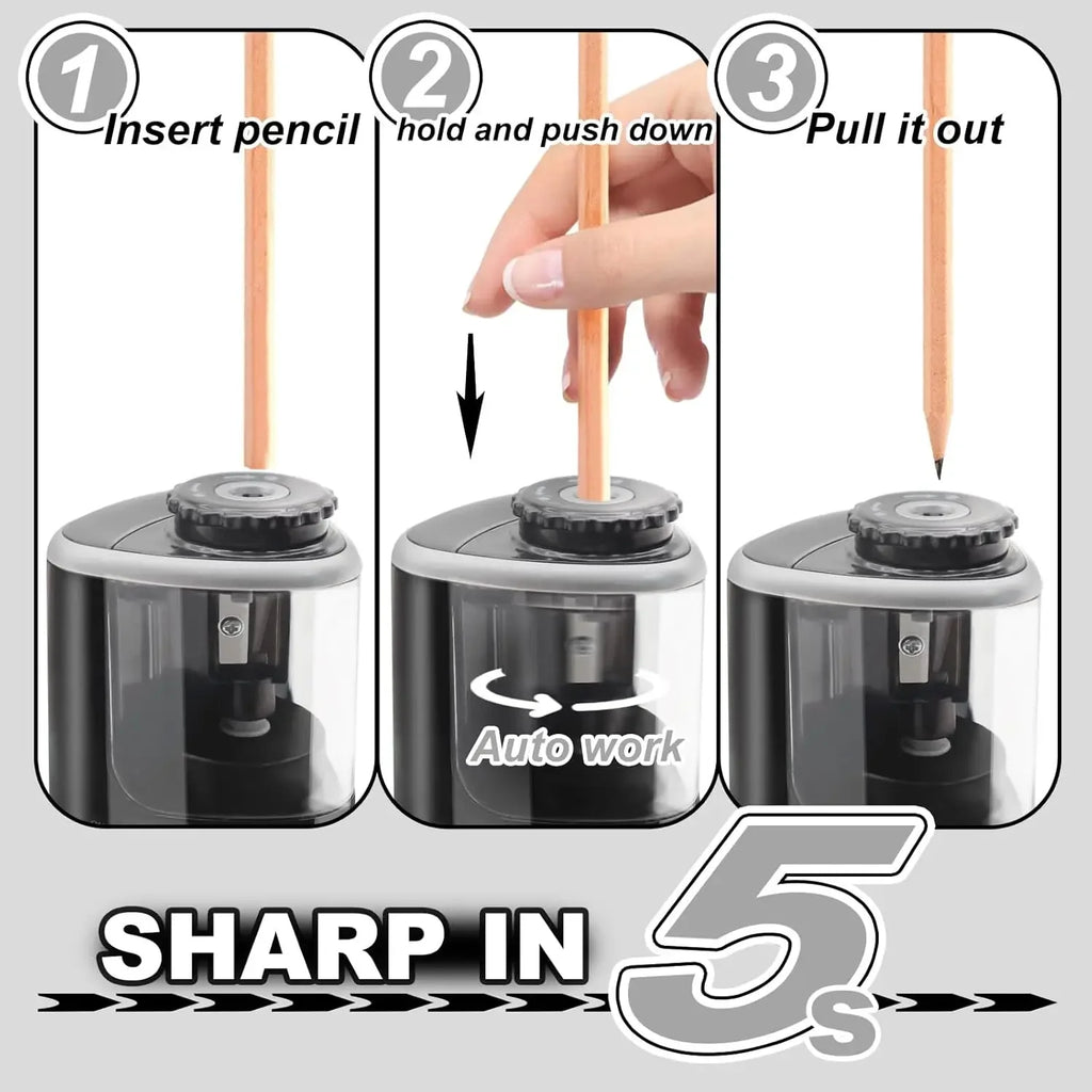 TENWIN Automatic Electric Pencil Sharpener – Fast & Safe for Home, School & Office