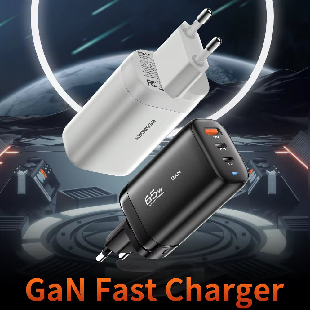 Essager 65W GaN Fast Charger — Compact Wall Charger for Phone, Laptop &amp; Tablet