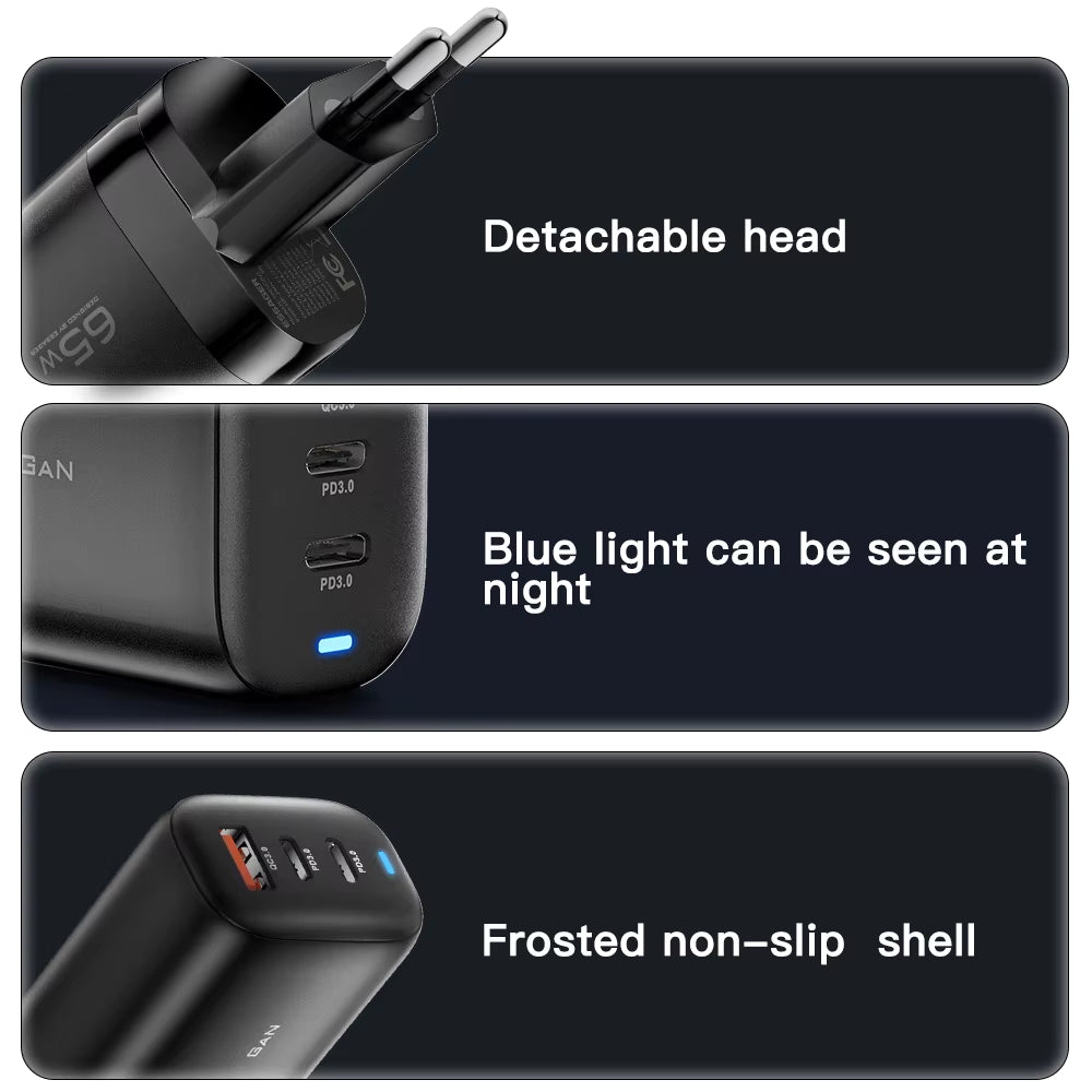 Essager 65W GaN Fast Charger — Compact Wall Charger for Phone, Laptop &amp; Tablet